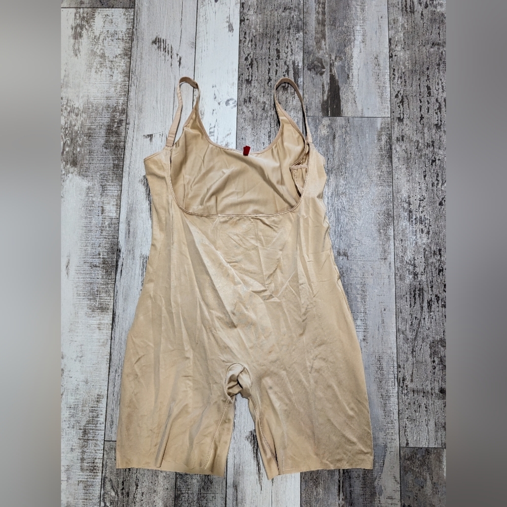 Spanx Slimplicity‎ Open-Bust Mid-Thigh Bodysuit Slip Suit Nude Size US 2xl